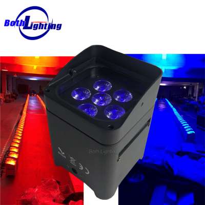 6*18W RGBWA+UV 6in1 Battery Wireless DMX/Wifi/Remote LIghting for event Wedding stage decoration LED flat Uplight